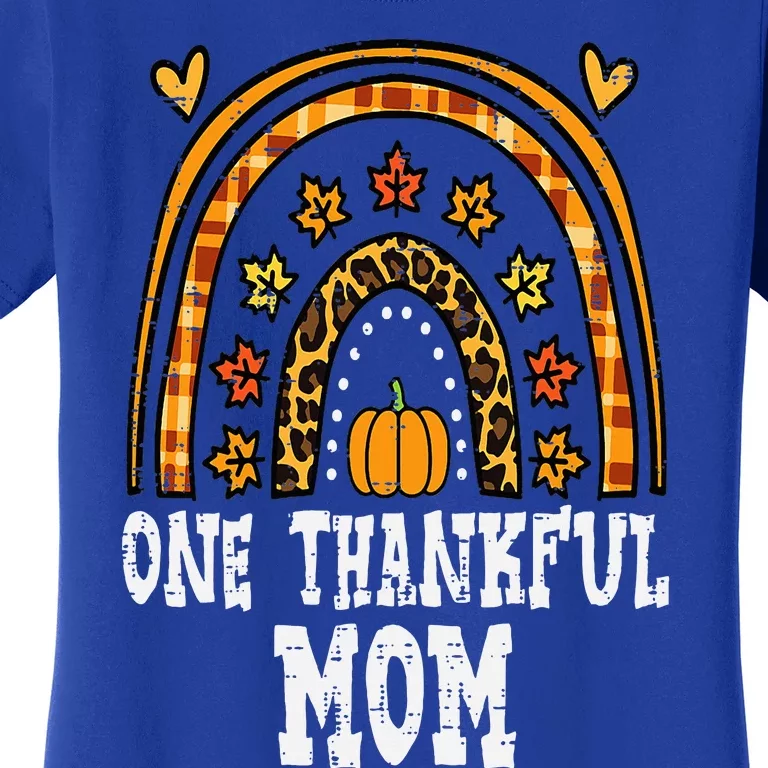 Fall Rainbow Thankful Mom Thanksgiving Family Mama Women's T-Shirt