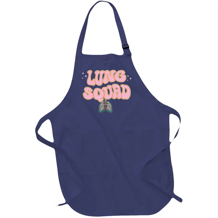 Funny Respiratory Therapist Rt Lung Squad Retro Lungs Full-Length Apron With Pocket