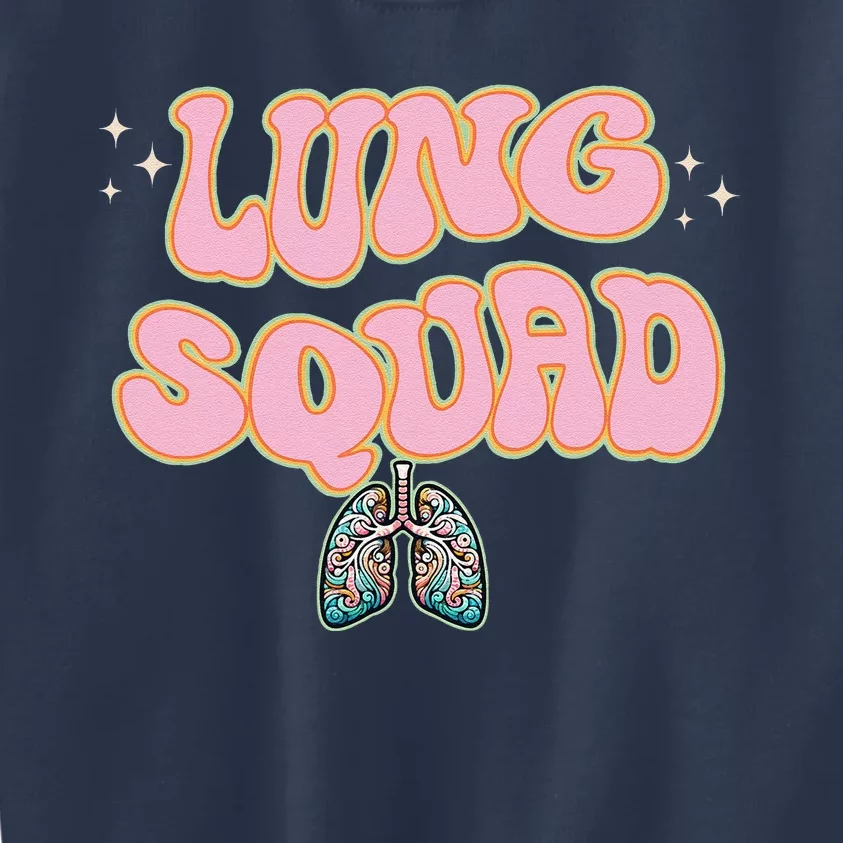 Funny Respiratory Therapist Rt Lung Squad Retro Lungs Kids Sweatshirt