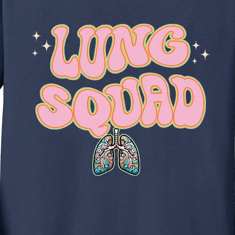 Funny Respiratory Therapist Rt Lung Squad Retro Lungs Kids Long Sleeve Shirt