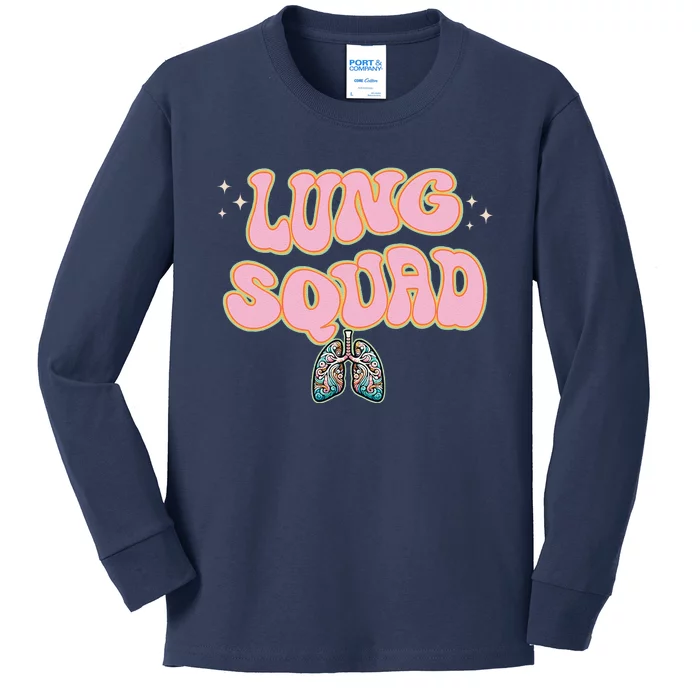 Funny Respiratory Therapist Rt Lung Squad Retro Lungs Kids Long Sleeve Shirt