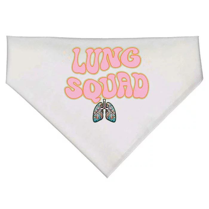 Funny Respiratory Therapist Rt Lung Squad Retro Lungs USA-Made Doggie Bandana