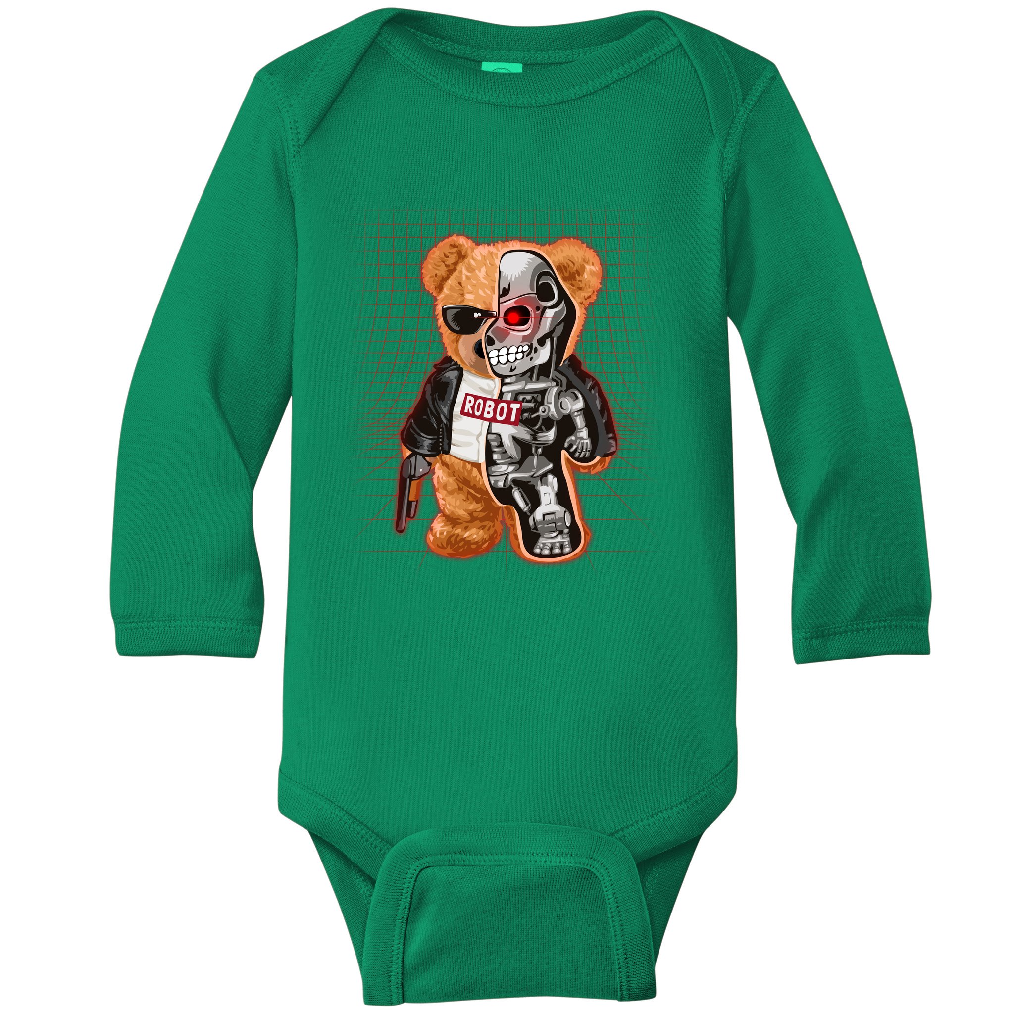 Funny Robot Terminator Teddy Bear Baby Long Sleeve Bodysuit