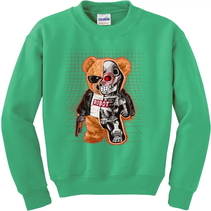 Funny Robot Terminator Teddy Bear Kids Sweatshirt