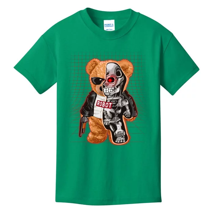 Funny Robot Terminator Teddy Bear Kids T-Shirt