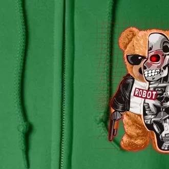 Funny Robot Terminator Teddy Bear Full Zip Hoodie