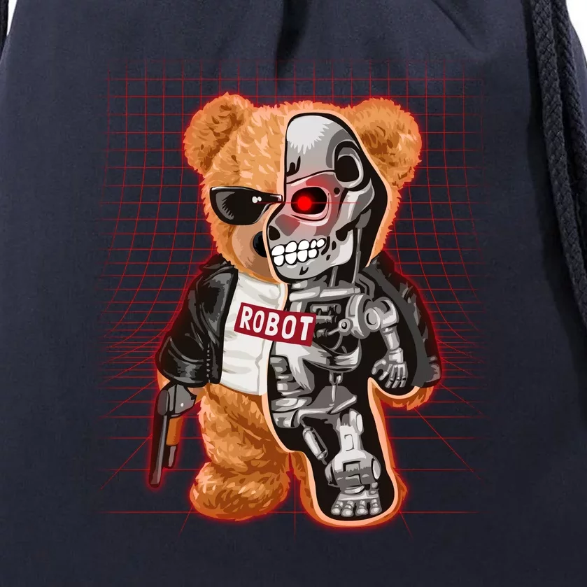 Funny Robot Terminator Teddy Bear Drawstring Bag