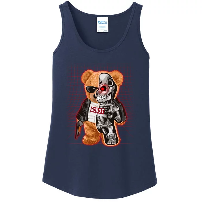 Funny Robot Terminator Teddy Bear Ladies Essential Tank