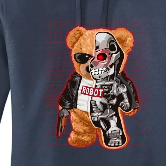 Funny Robot Terminator Teddy Bear Women's Pullover Hoodie