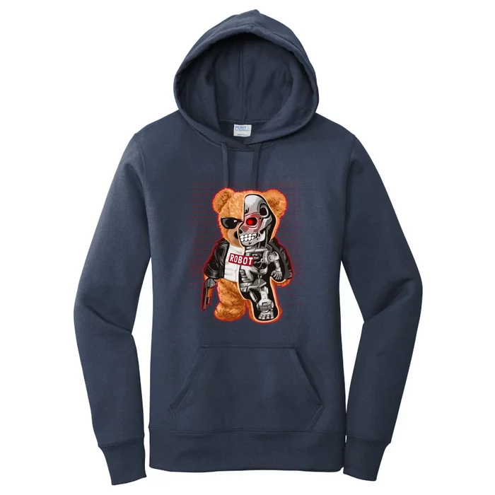 Funny Robot Terminator Teddy Bear Women's Pullover Hoodie