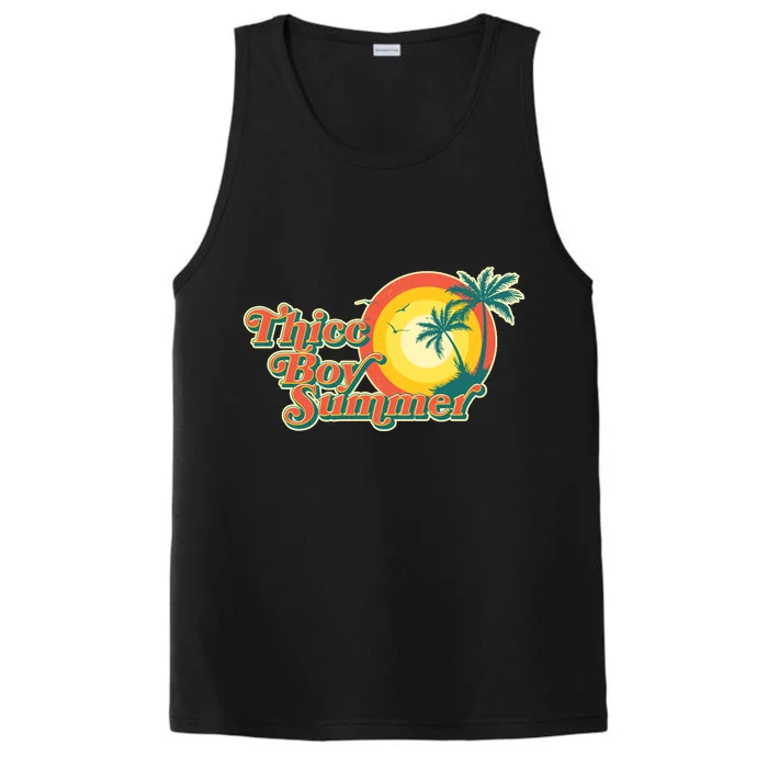 Funny Retro Thicc Boy Summer Performance Tank