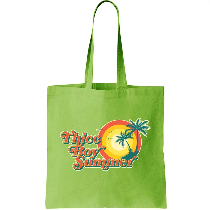 Funny Retro Thicc Boy Summer Tote Bag