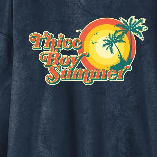 Funny Retro Thicc Boy Summer Hooded Wearable Blanket