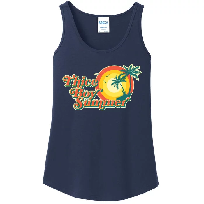 Funny Retro Thicc Boy Summer Ladies Essential Tank