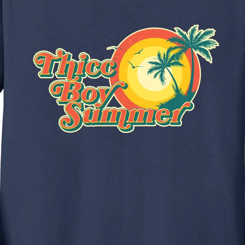 Funny Retro Thicc Boy Summer Kids Long Sleeve Shirt