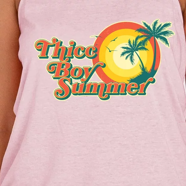 Funny Retro Thicc Boy Summer Women's Knotted Racerback Tank