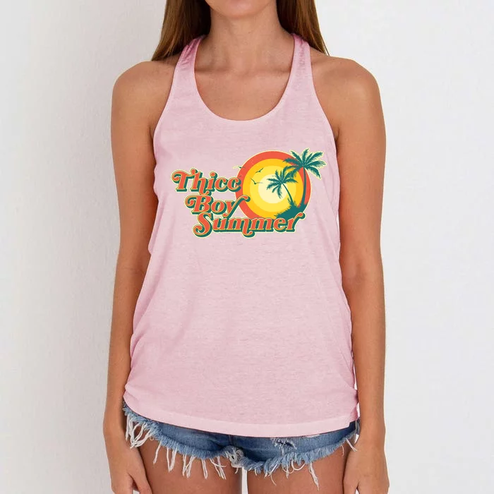 Funny Retro Thicc Boy Summer Women's Knotted Racerback Tank