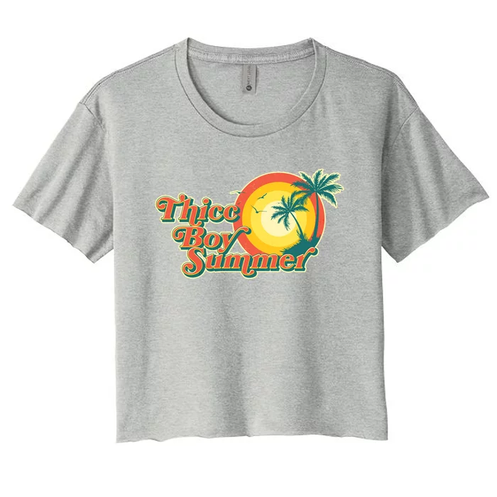 Funny Retro Thicc Boy Summer Women's Crop Top Tee