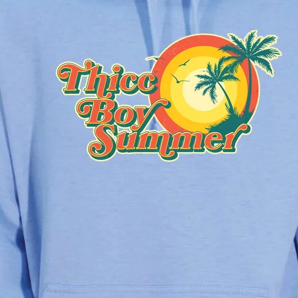 Funny Retro Thicc Boy Summer Unisex Surf Hoodie