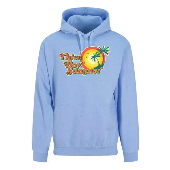 Funny Retro Thicc Boy Summer Unisex Surf Hoodie