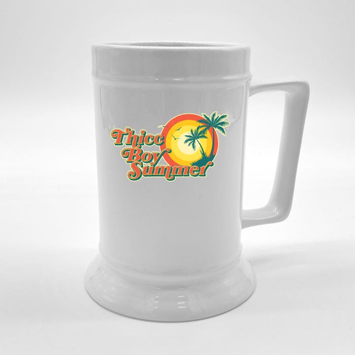 Funny Retro Thicc Boy Summer Front & Back Beer Stein