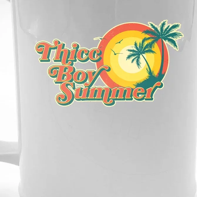 Funny Retro Thicc Boy Summer Front & Back Beer Stein