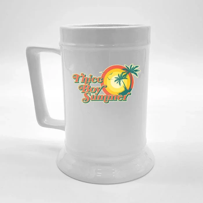 Funny Retro Thicc Boy Summer Front & Back Beer Stein