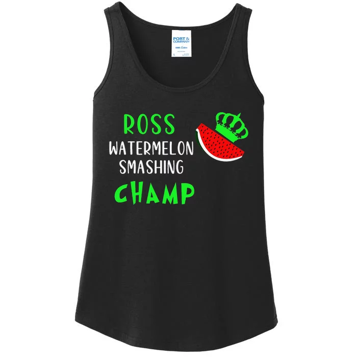 Funny Ross the Watermelon Smashing Champion With Crown Ladies Essential Tank