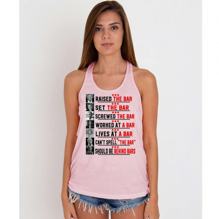 Funny Raised The Bar Donald Trump Women's Knotted Racerback Tank