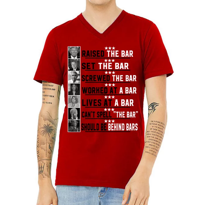 Funny Raised The Bar Donald Trump V-Neck T-Shirt