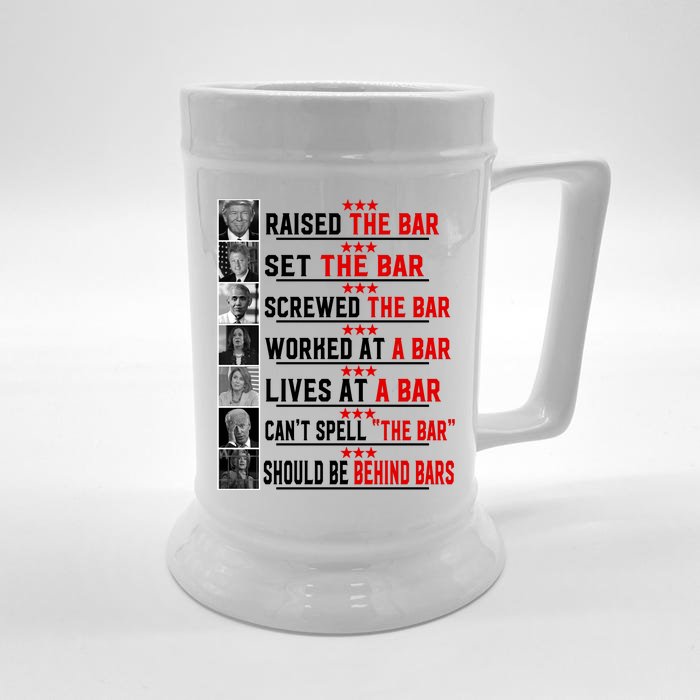 Funny Raised The Bar Donald Trump Front & Back Beer Stein