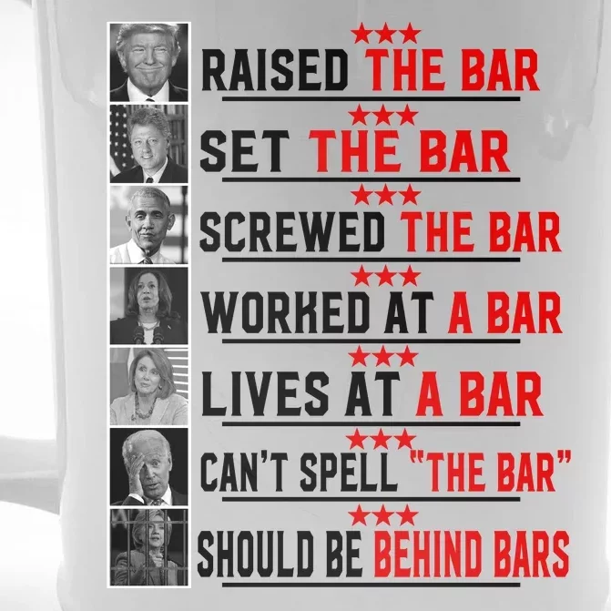 Funny Raised The Bar Donald Trump Front & Back Beer Stein