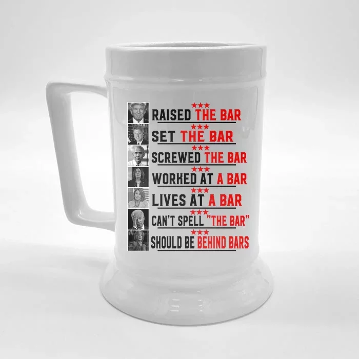 Funny Raised The Bar Donald Trump Front & Back Beer Stein