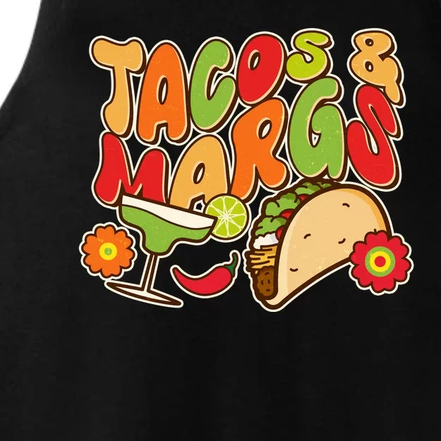 Funny Retro Taco And Margs Margaritas Ladies Tri-Blend Wicking Tank