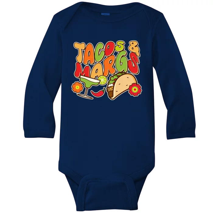 Funny Retro Taco And Margs Margaritas Baby Long Sleeve Bodysuit