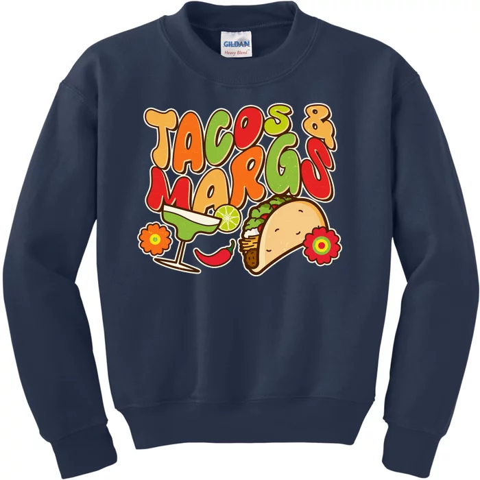 Funny Retro Taco And Margs Margaritas Kids Sweatshirt