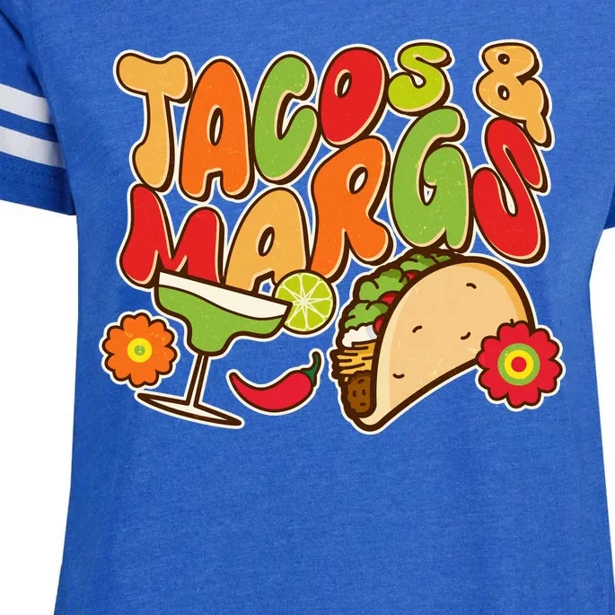 Funny Retro Taco And Margs Margaritas Enza Ladies Jersey Football T-Shirt