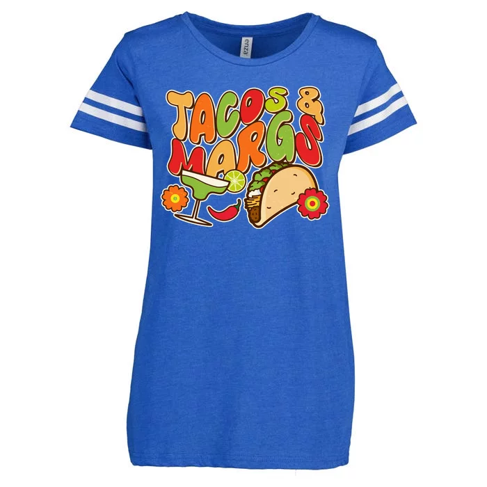 Funny Retro Taco And Margs Margaritas Enza Ladies Jersey Football T-Shirt