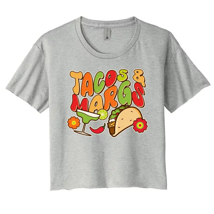 Funny Retro Taco And Margs Margaritas Women's Crop Top Tee