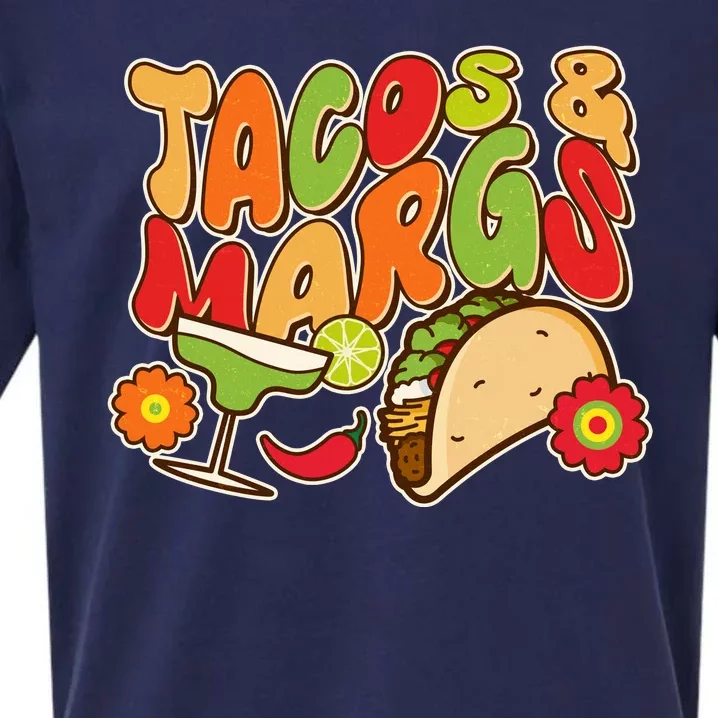 Funny Retro Taco And Margs Margaritas Sueded Cloud Jersey T-Shirt