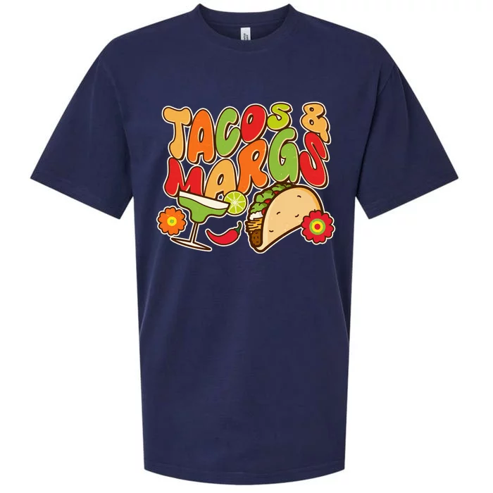 Funny Retro Taco And Margs Margaritas Sueded Cloud Jersey T-Shirt