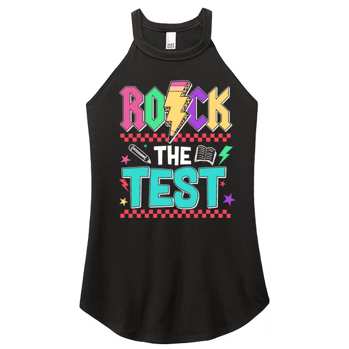 Funny Rock The Test Testing Day Teacher Student Motivational Women’s Perfect Tri Rocker Tank