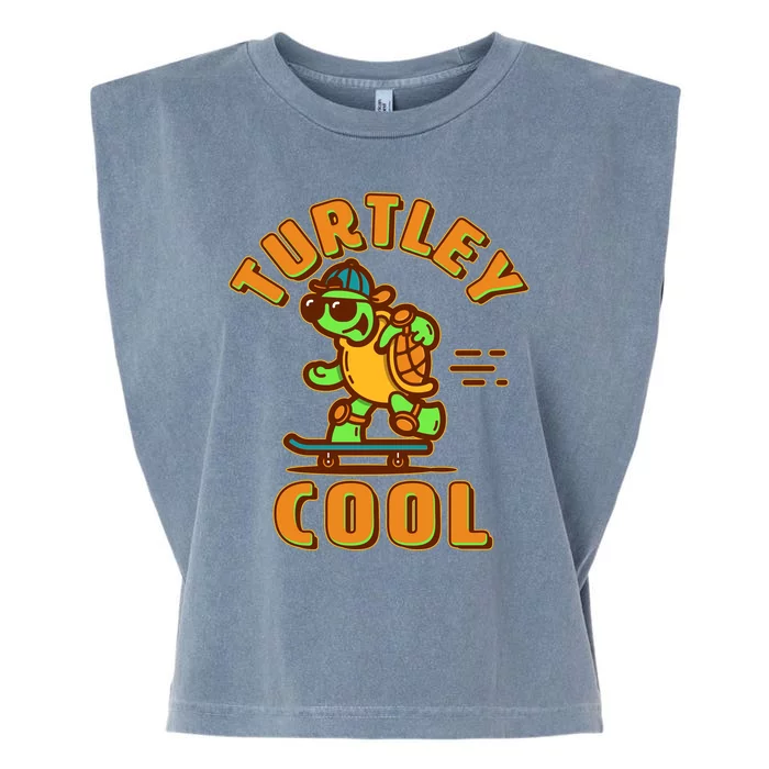 Funny Retro Turtley Cool Skateboarding Turtle Garment-Dyed Women's Muscle Tee