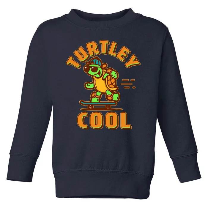 Funny Retro Turtley Cool Skateboarding Turtle Toddler Sweatshirt