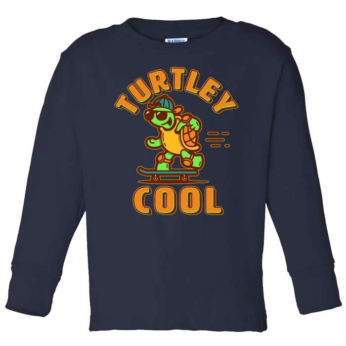 Funny Retro Turtley Cool Skateboarding Turtle Toddler Long Sleeve Shirt