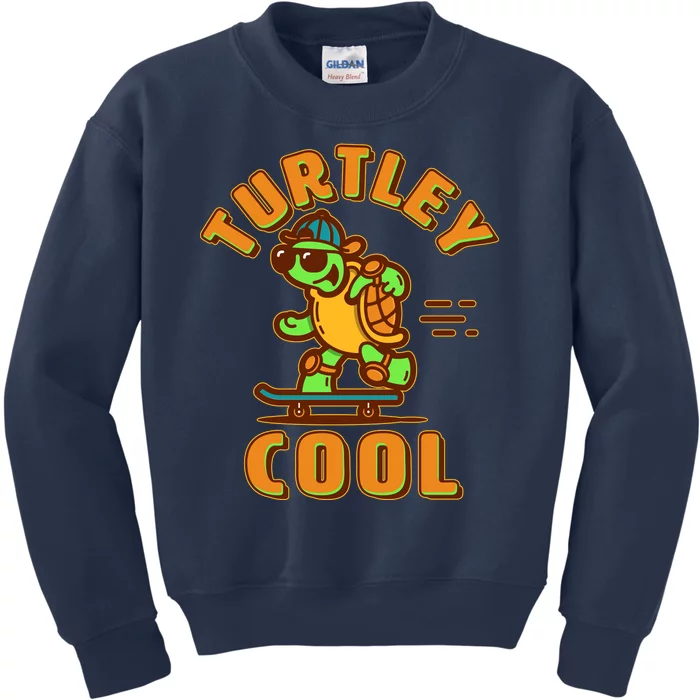 Funny Retro Turtley Cool Skateboarding Turtle Kids Sweatshirt