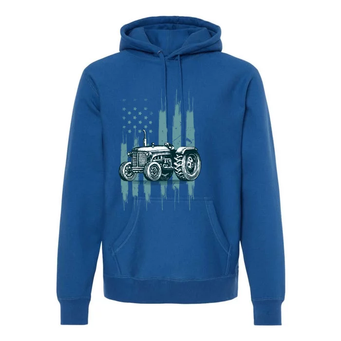 Farmer Rancher Truck Drive Driver Us Flag American Tractor Gift Premium Hoodie