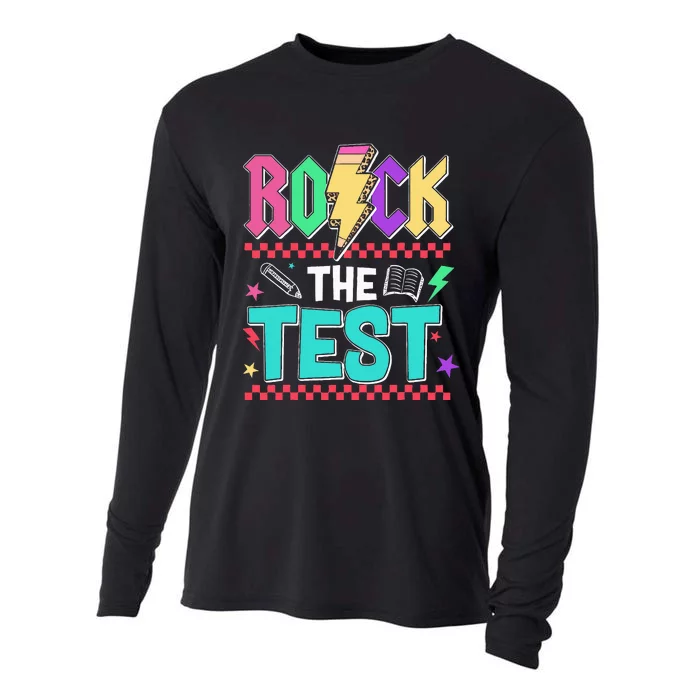 Funny Rock The Test Testing Day Teacher Student Motivational Cooling Performance Long Sleeve Crew