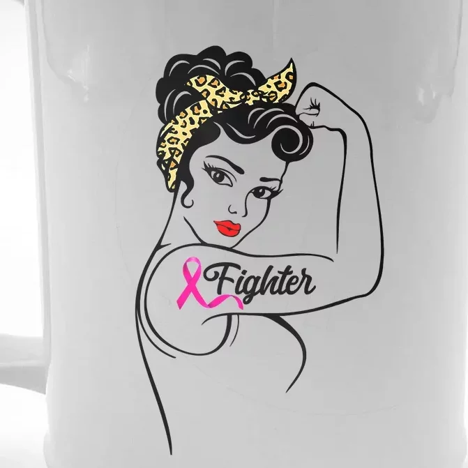 Fighter Rosie The Riveter Breast Cancer Awareness Front & Back Beer Stein