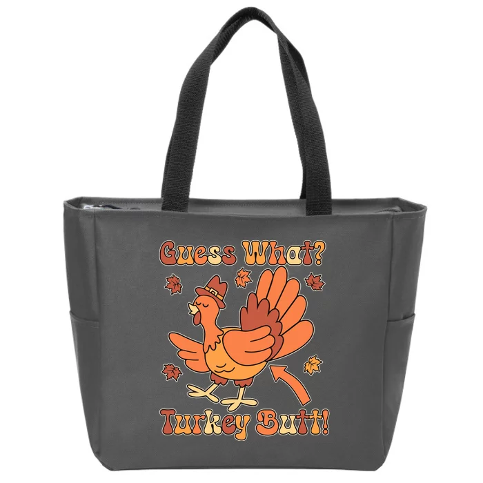 Funny Retro Thanksgiving Guess What Turkey Butt Zip Tote Bag